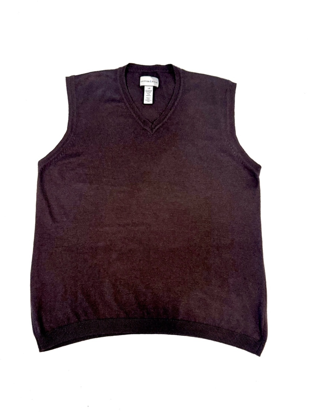 Cutter & Buck Brown V‑Neck Knit Sweater Vest,Preppy,Ivy League,Golf, Size L
